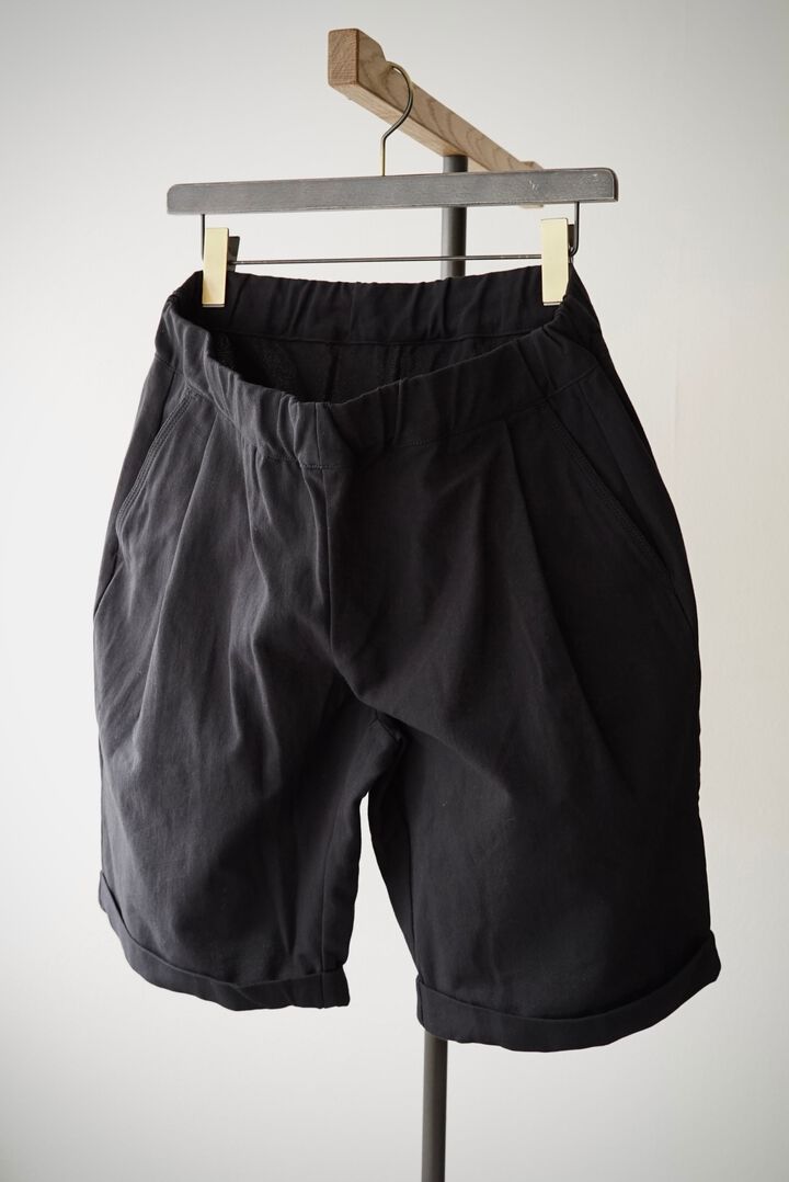 【CAPERTICA】CAP707CS03 Barathea Cloth / Tuck Easy Shorts (BLACK),, medium