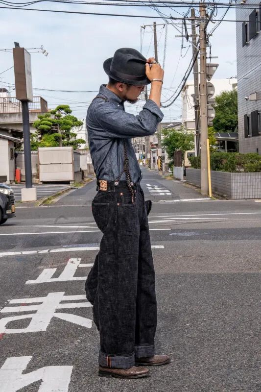 DENIMIO | GZ-HRJSK-BK 15oz Skein (Kase) Dyed Heritage Jeans (Black)