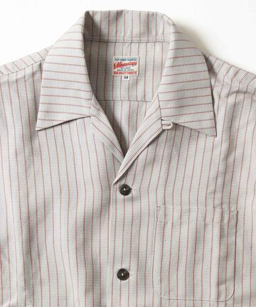 05-267 Stripe open collar shirt,BLK, small image number 19