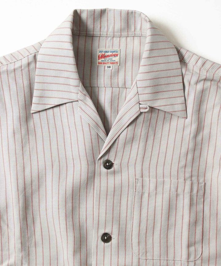 05-267 Stripe open collar shirt,BLK, medium image number 18