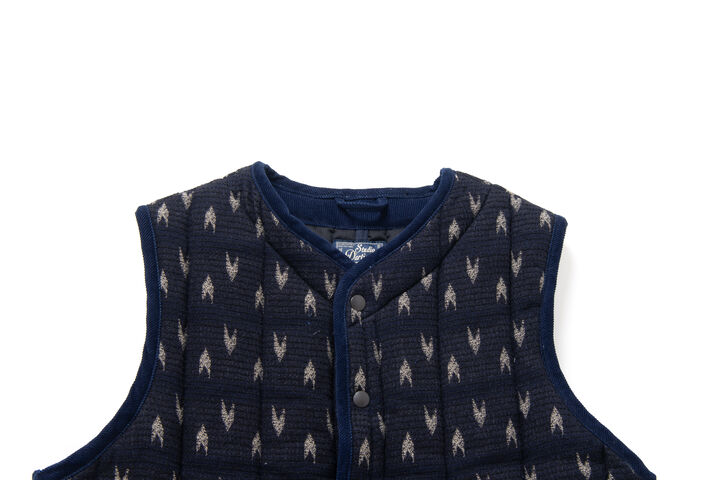 4598 Arrow Kasuri Indigo Sashiko Vest,INDIGO, medium image number 2