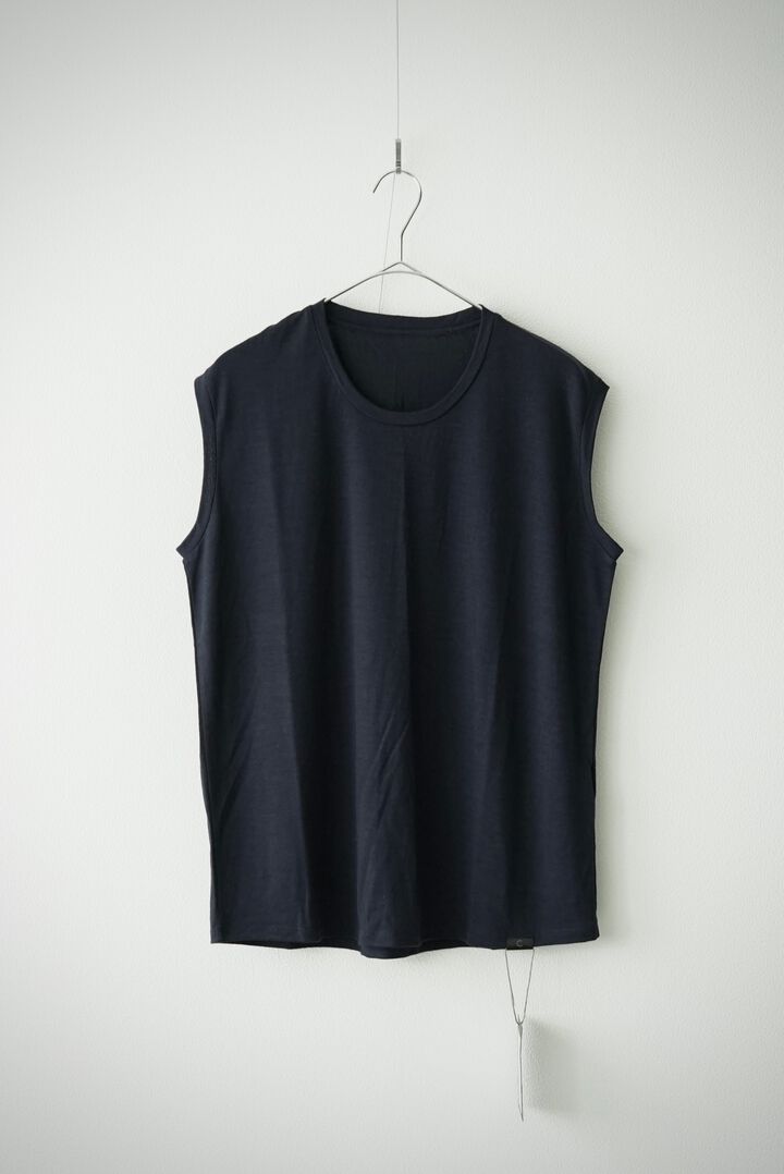 【CAPERTICA】CAP711CS02 Super120s Washable Wool jersey / Loosey Tank_Top,BLACK, medium image number 7
