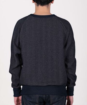 JBKN1004 Sweatershirts Herringbone Tweed Denim,INDIGO, small image number 2