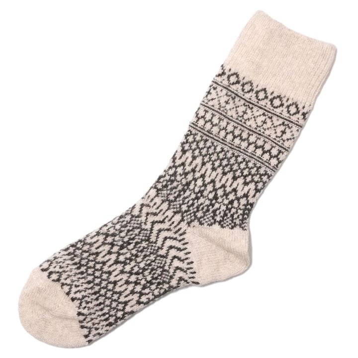 NK0119 Women's Wool Jacquard Socks (Oatmeal,Grey,Wine),OATMEAL, medium image number 6