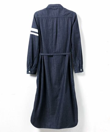 MZOP0104 8 ounces Going to Battle Label denim dress,INDIGO, small image number 1