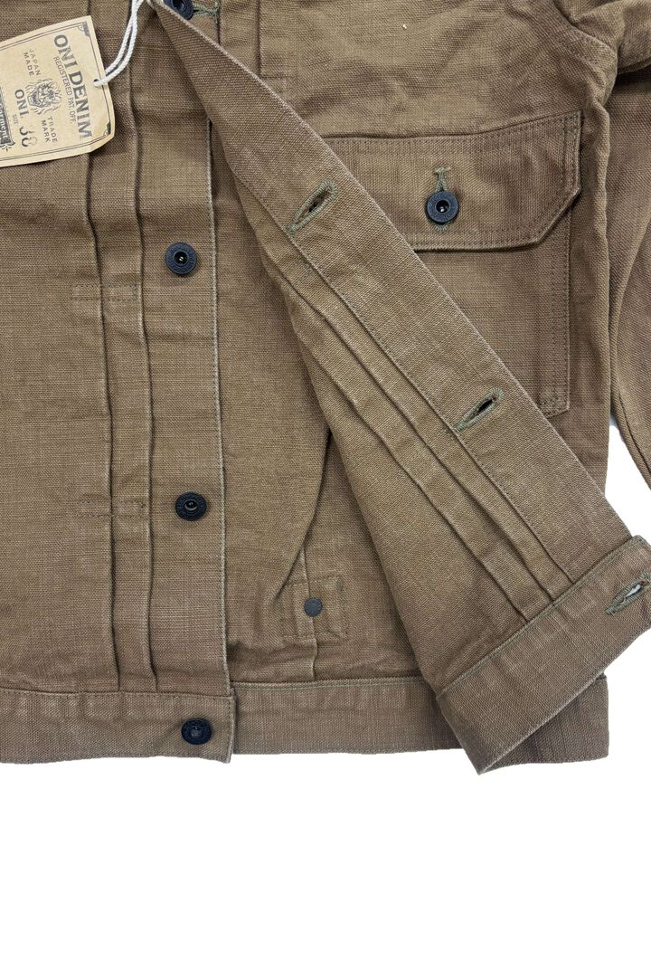 ONI01507L-HOX-BRK 13oz Sulfur dye Heavy Oxford Brown Khaki TypeⅠJacket,, medium image number 3
