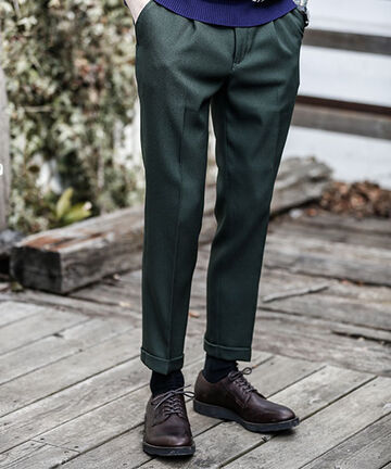 M-18102  / RETORO POLYESTER TWILL / ONE PLEATS STA-PREST TAPERED PANTS,BROWN, small image number 29