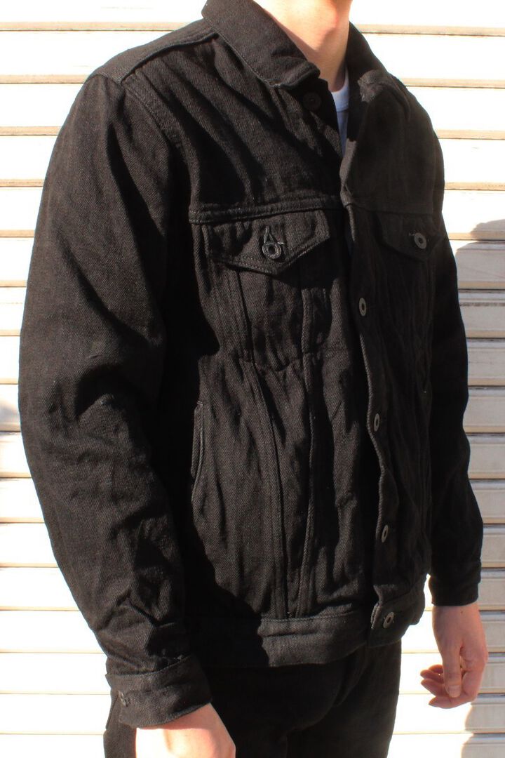 ONI02207PKIRAKUIIBK 12oz Kiraku-II Black 3rd Type Jacket with hand-warmer pockets-One Wash-36,, medium image number 1