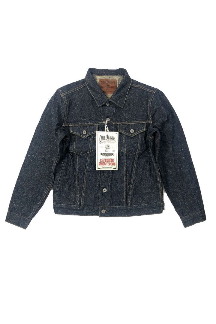 ONI02527P-CCD-Kabuki 15oz Crushed Concrete Denim Kabuki Selvedge TypeⅢ Jacket with handwarmer,, medium