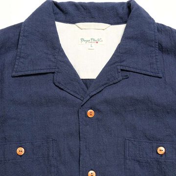 BP25502 Open Collar Cotton Linen Short Sleeve Shirt (Off White),OFF WHITE, small image number 6