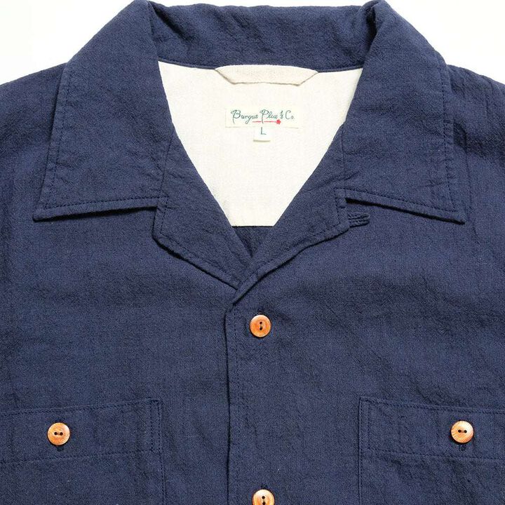 BP25502 Open Collar Cotton Linen Short Sleeve Shirt (Off White),OFF WHITE, medium image number 6