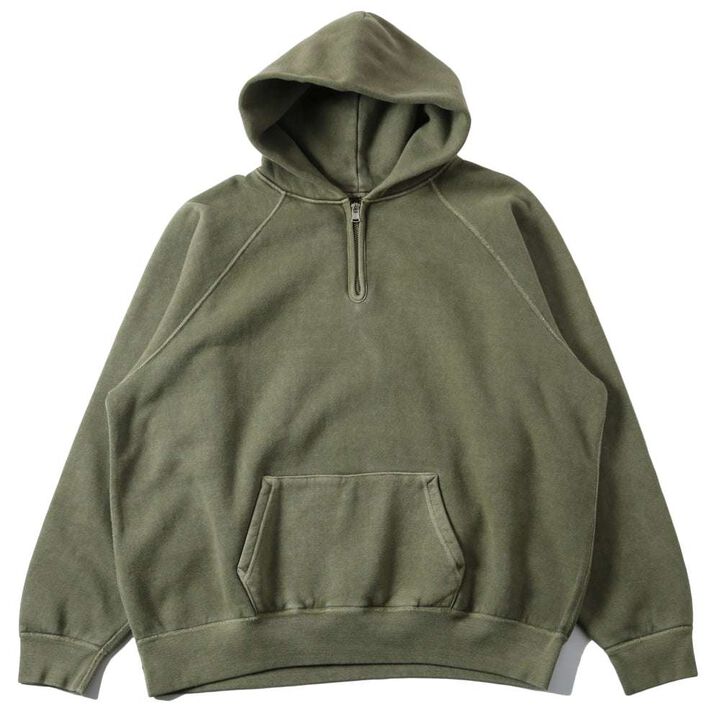 BR-3042PG COZUN PULLOVER HOODIE WIDE RAGLAN HALF ZIP (KHAKI),KHAKI, medium image number 1