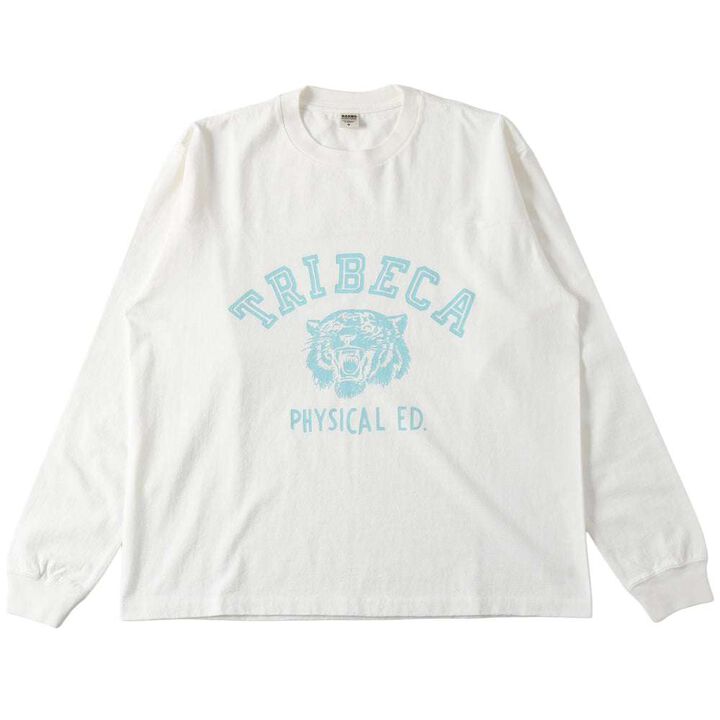 BR-25341 Pigment Dye 14/- GOAT L/S FOOTBALL T-shirt 【TRIBECA】,WHITE, medium image number 0