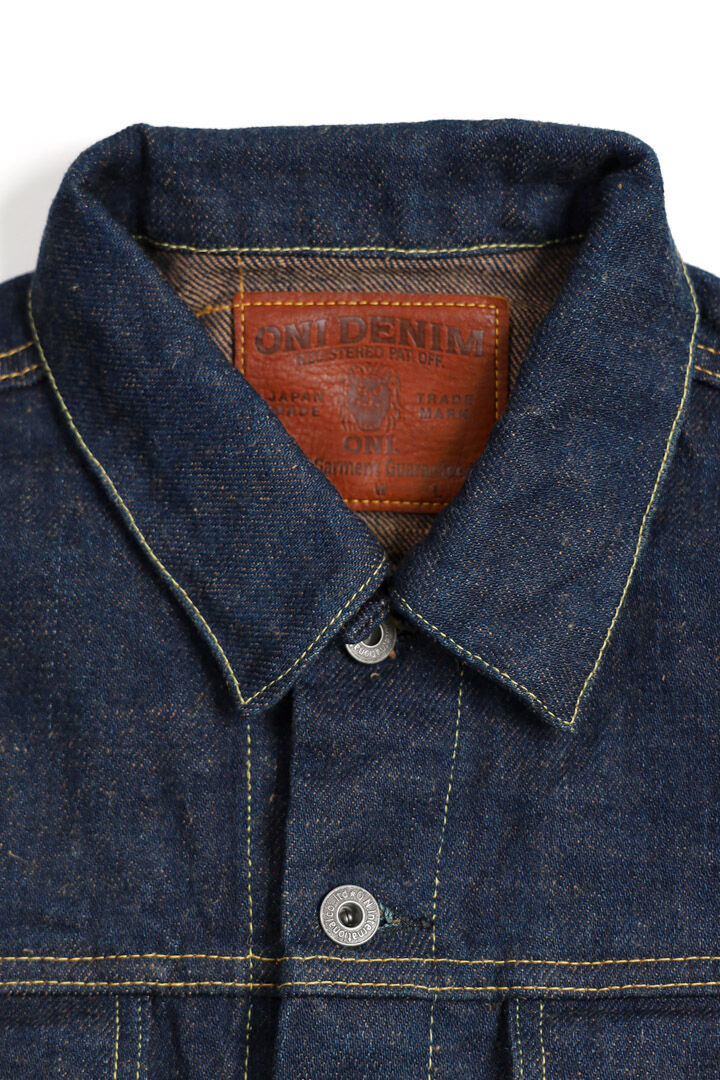 ONI02527PZR-KAKBR 20oz Secret Denim Kabuki Selvedge Type 3 Jacket with handwarmers (weft: Kakishibu Color),, medium