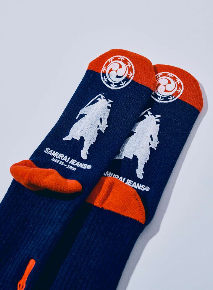 SJKS25-NEL CREW SOCKS,NAVY × RED, medium image number 3