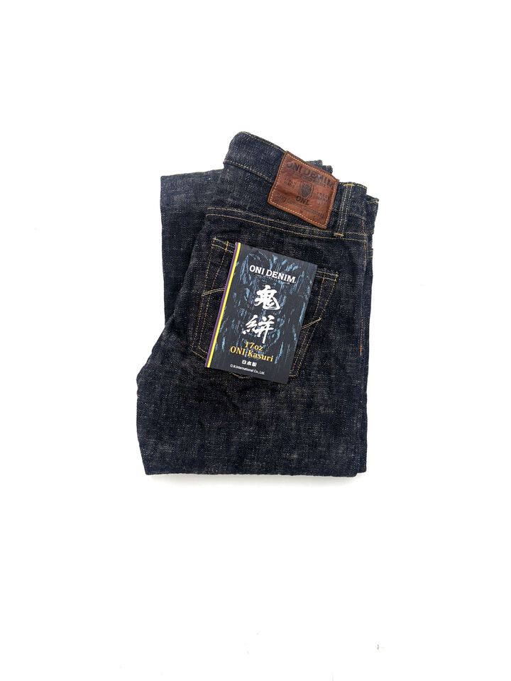ONI505-KASURI 17oz ONI Kasuri Denim Retro style Regular Straight,, medium