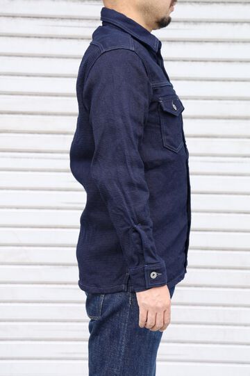 ONI-02100-ID Sashiko-like Indigo x Indigo Dobby Shirt Jacket-38,, small image number 2