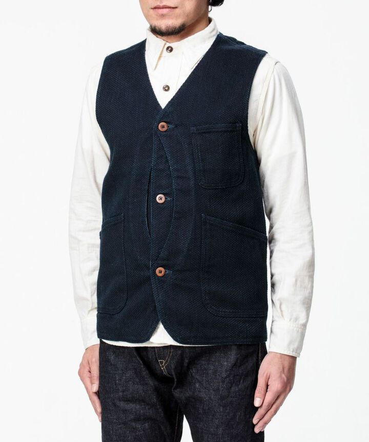 04-062 SASHIKO HUNTING VEST-INDIGO-36,INDIGO, medium image number 6