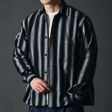BR-25325 SHAGGY STRIPE SHIRTS,BLACK, small image number 11