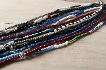 BR-8466 BEADS NECKLACE (6COLORS),NAVY, small image number 1