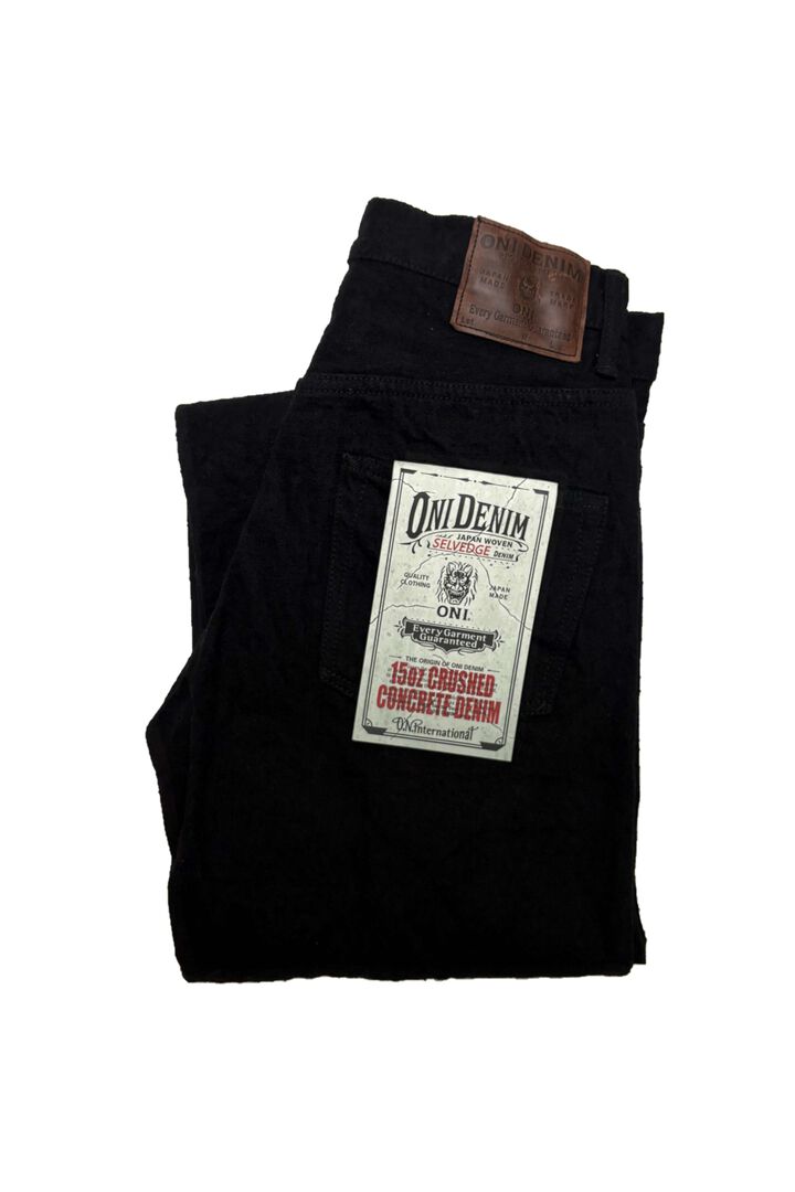 ONI200CCD-BKBK 15oz Crushed Concrete Denim Black x Black Kabuki Selvedge  Wide Straight,, medium