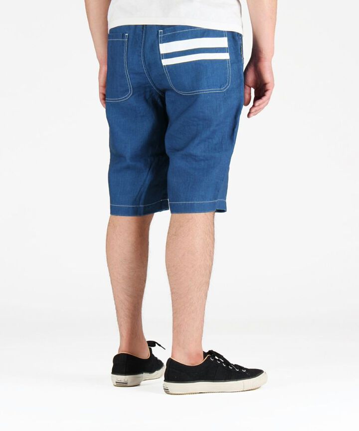 02-059 Indigo linen Easy shorts