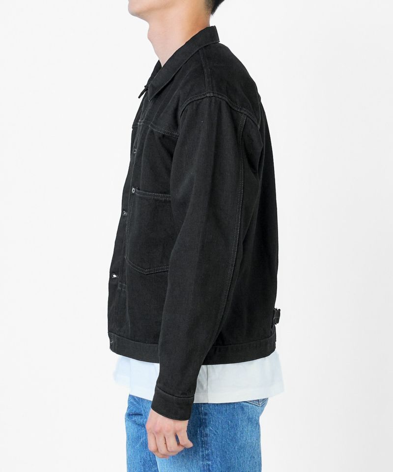 Black suède jacket / denim jacket Suede-Collared-Jacket-
