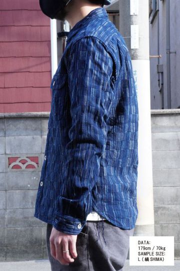 SSS21IK PURE INDIGO ICHIMATSU WORK SHIRT-INDIGO KOUSHI-XS,INDIGO KOUSHI, small image number 9