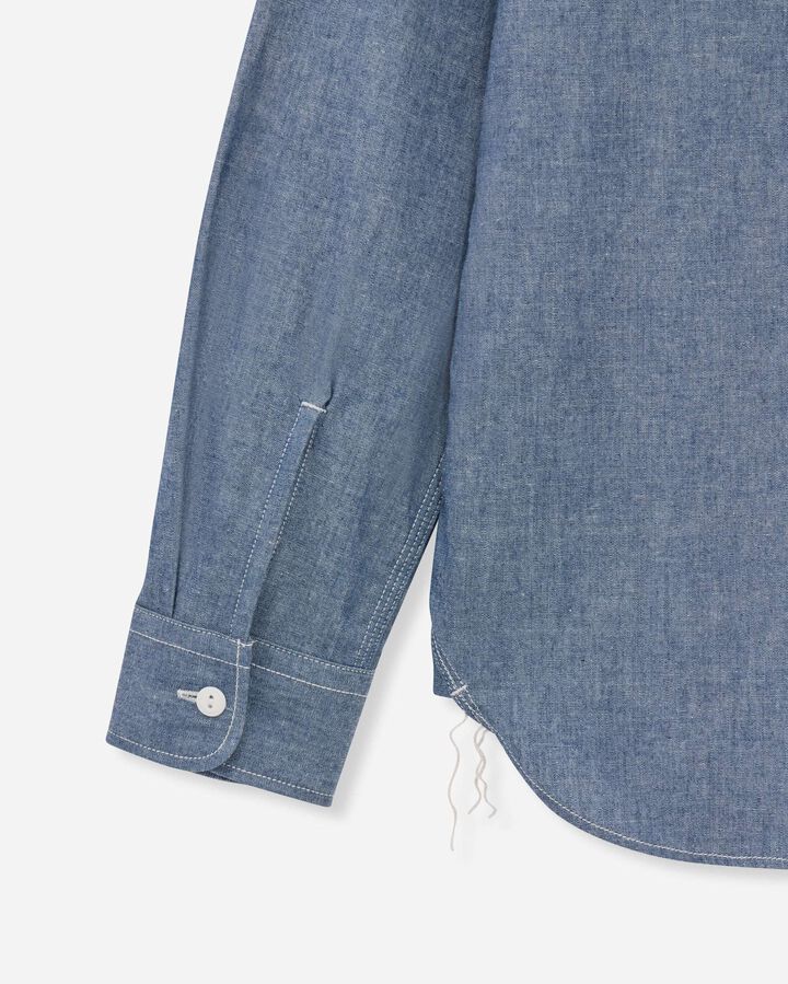 MMLS3000 TRIPLE STITCH L/S CHAMBRAY SHIRT(TWO STRIPES),INDIGO, medium image number 7