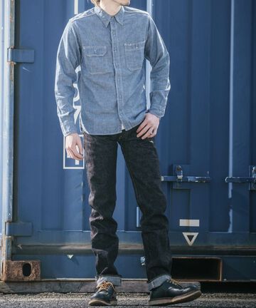 G017-MB Copper Label14.7oz Deep Colored Selvedge denim tight Straight-One Washed-30,, small image number 13