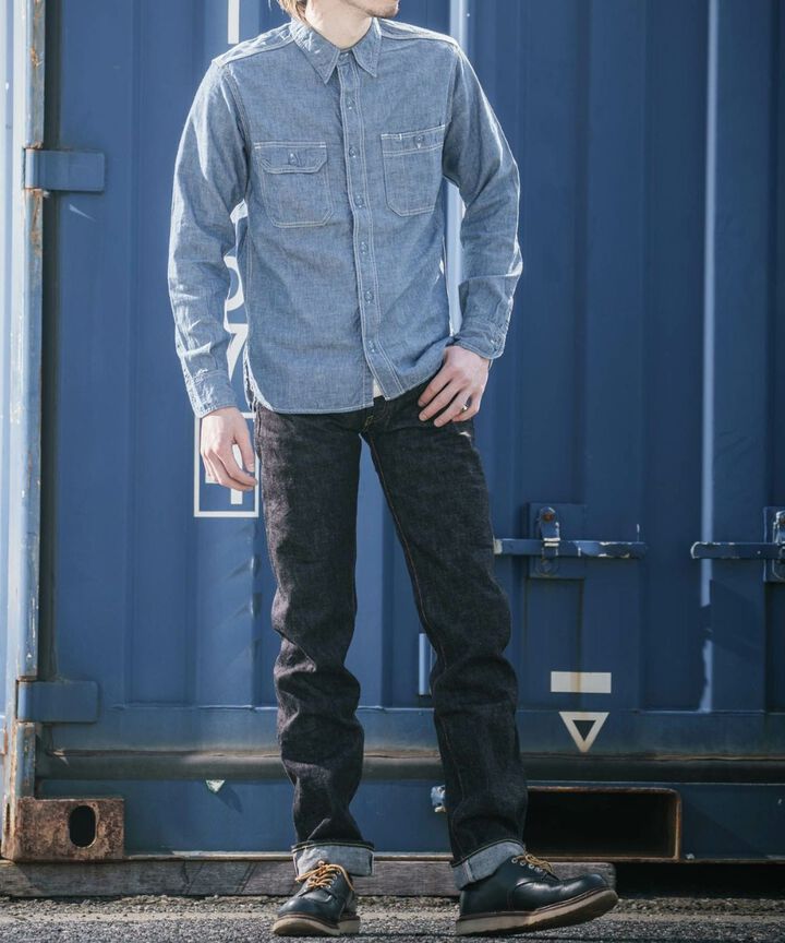 G017-MB Copper Label14.7oz Deep Colored Selvedge denim tight Straight-One Washed-30,, medium image number 13