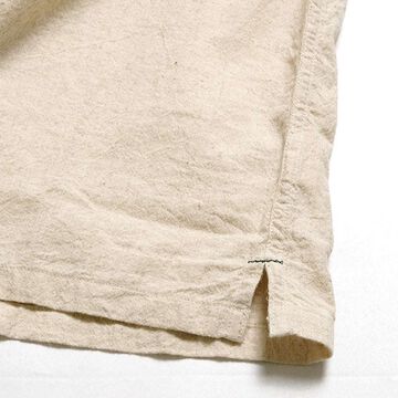 BP25502 Open Collar Cotton Linen Short Sleeve Shirt (Off White),OFF WHITE, small image number 3