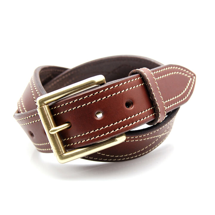 OGB40030AB Tochigi leather leather men's belt 40mm width Western stitch belt,BLACK, medium image number 2