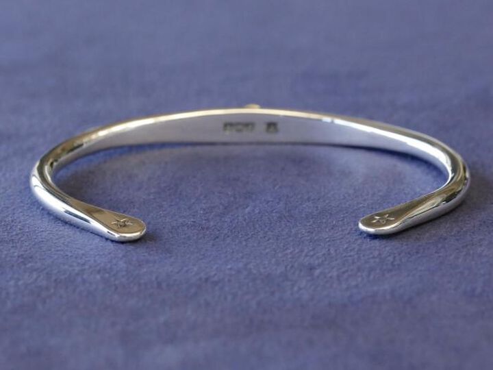 HYO-303 4mm Hammered Silver Bangle（Smile）,, medium image number 3