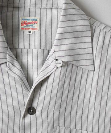 05-267 Stripe open collar shirt,BLK, small image number 11