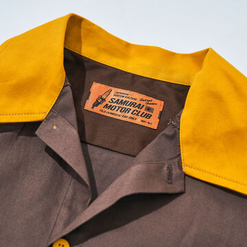 SMGS24 SAMURAI MOTOR CLUB Gas Station Shirt (BROWN x YELLOW),BROWN, small image number 2