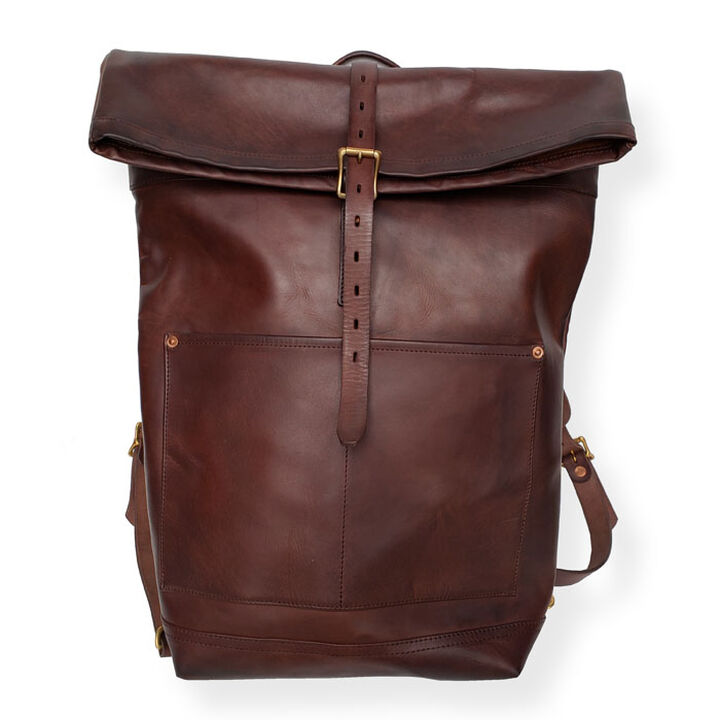 VS-205L LEATHER ROLL TOP Back pack (BROWN),, medium