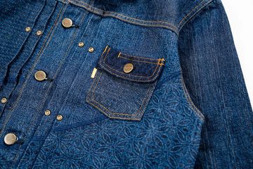GZ-ENGJ-0609 Embossed Denim Patchwork Jacket,INDIGO, small image number 6