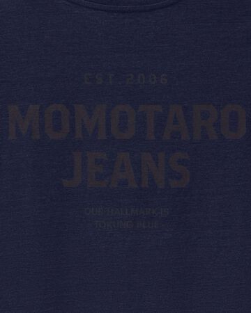 MMTS6009 YARN DYED SHORT SLEEVE T-SHIRT ALPHABET (BACK),INDIGO, small image number 7