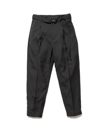 M-19101 / RETRO POLYESTER TWILL / BELTED WIDE TAPERED PANTS,BROWN, small image number 0