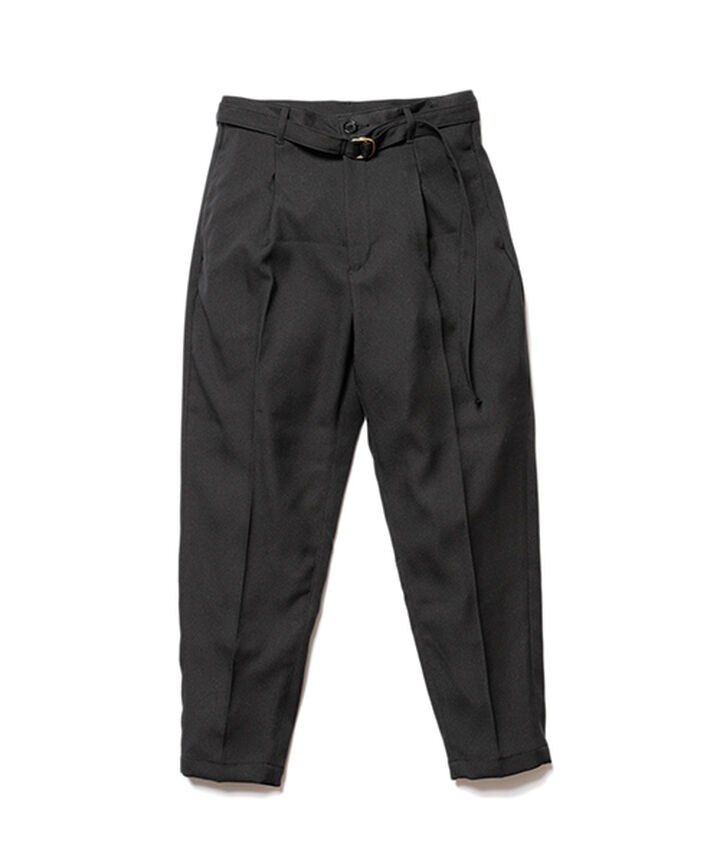 M-19101  / RETRO POLYESTER TWILL / BELTED WIDE TAPERED PANTS,GRAY, medium