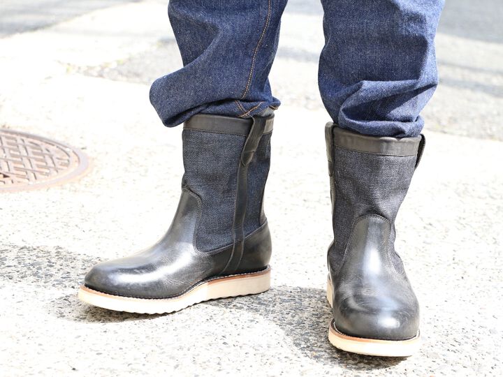 MD-019 Momotaro Jeans Denim Farmer Boots (Black),, medium image number 9