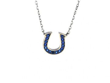 HYJK-135BL-SV Silver Glitter Horseshoe Necklace,, small image number 0
