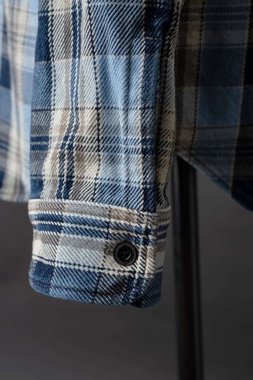 MS001G (BLC) INDIGO CHECK FLANNEL SHIRT,BLUE, small image number 5