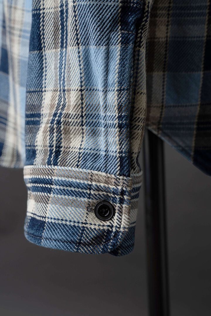 MS001G (BLC) INDIGO CHECK FLANNEL SHIRT,BLUE, medium image number 5