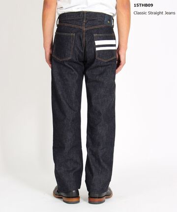 15THB09 15.7oz Deep Blue Broken Selvedge Denim Classic Straight Jeans-One Washed-29,, small image number 2