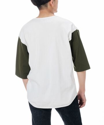 MTS0130M31 HENRY NECK BASEBALL HALF SLEEVE T-SHIRT-WHITE / BURGUNDY-L,WHITE / BURGUNDY, small image number 4