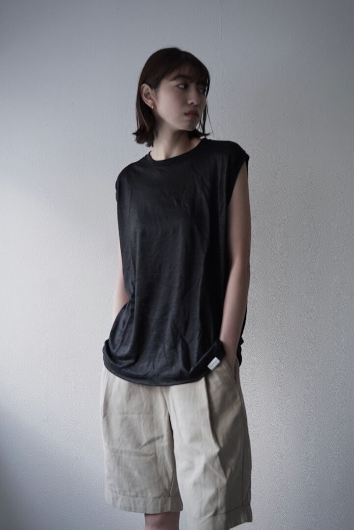 【CAPERTICA】CAP707CS05 Feather Linen Jersey / Loosey Tank_Top,BLACK, medium image number 4