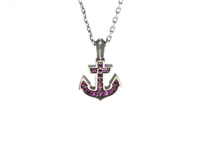 HYJK-136RD-SV Silver Blink Anchor Necklace