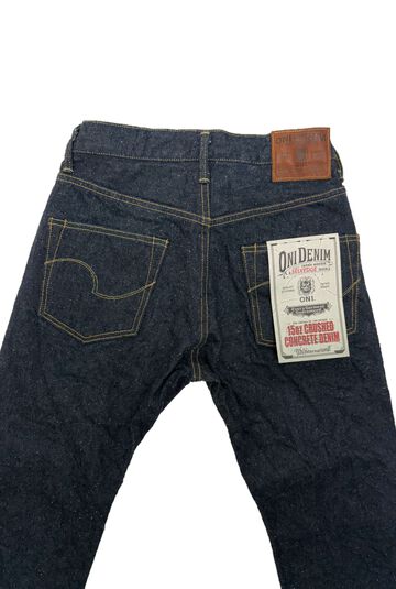 ONI902CCD-GOLV 15oz Crushed Concrete Denim Weft: Grayish Olive Kabuki Selvedge High rise Relax Tapered,, small image number 2